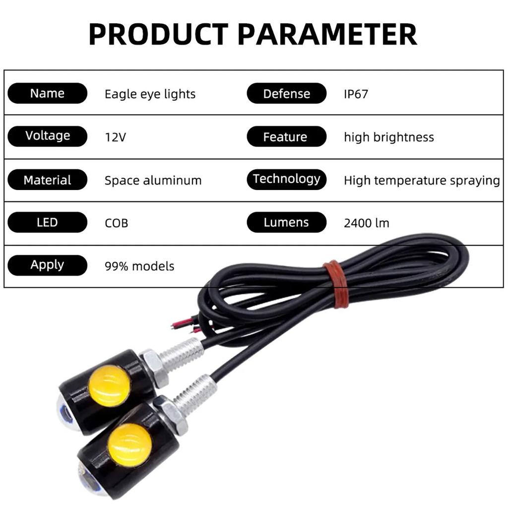 Universal Motorcycle LED Eagle Eye Shape Mini License Plate Light Turn Signal Turn Indicator Tail Rear Light Brake Fog Lamp Bulb