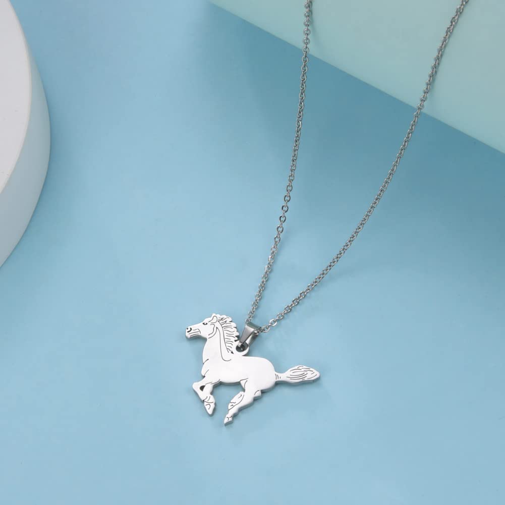 Dreamtimes Horse Necklaces Horse Pendant Necklace Stainless Steel Necklace Horse Chain Fashion Jewelry Women Christmas Gift