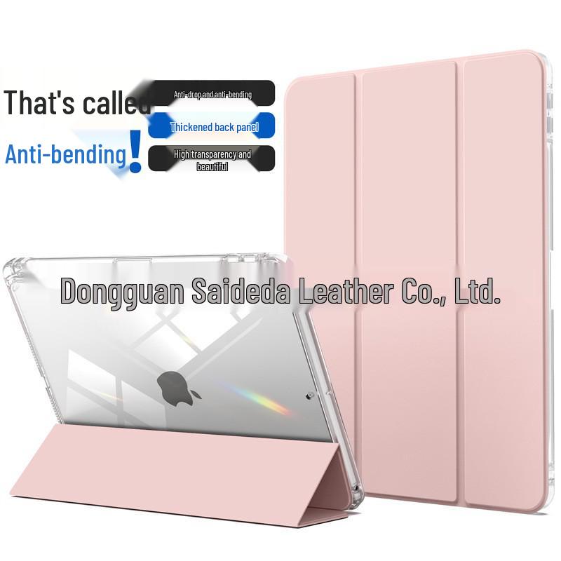 Кожаный чехол для iPad 10.2" со слотом для стилуса и прозрачной акриловой задней панелью