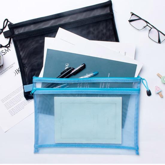 Держатель для хранения файлов с ремешком на молнии, портативная прозрачная сумка для хранения документов большой емкости, офисные принадлежности