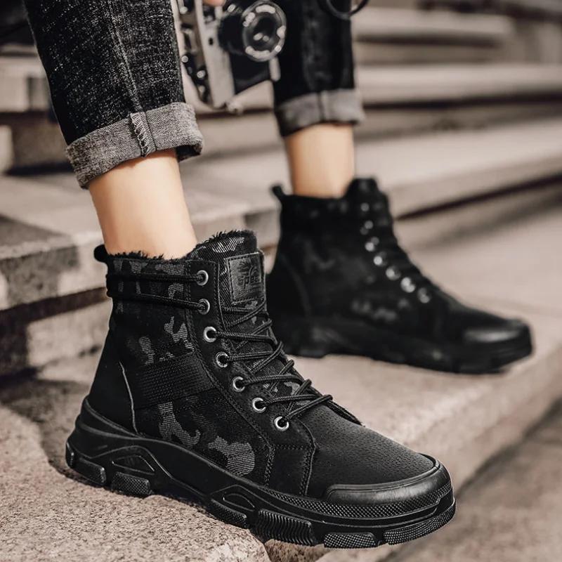 Мужская обувь Нескользящие повседневные мужские зимние ботинки на шнуровке Распродажа Мода В Акция Классические предложения Y2k Размер 45 Низкая цена Высокое качество