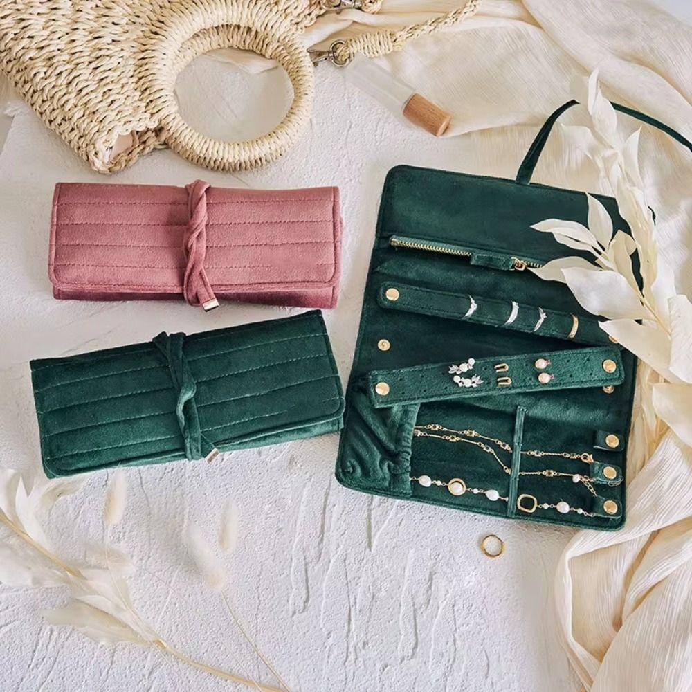 Lace Up Velvet Jewelry Packing Bag Bracelet Necklace Velvet Jewelry Holder  Vacation