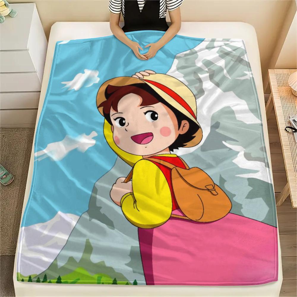 1PC Heidi Alps Cartoon Print Flannel Blanket, High quality All Seasons, Home Decor, Warmth and Comfort, Perfect for Christmas Gifts
