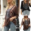 Women Blouse Traditional Mexican Women Embroidered Tops Loose Fit Bohemian Floral 45720
