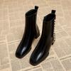 Autumn and Winter Medium Heel Thick Heel Velvet Chelsea Martin Boots This Year's Popular Small Short Boots Women's Fashion