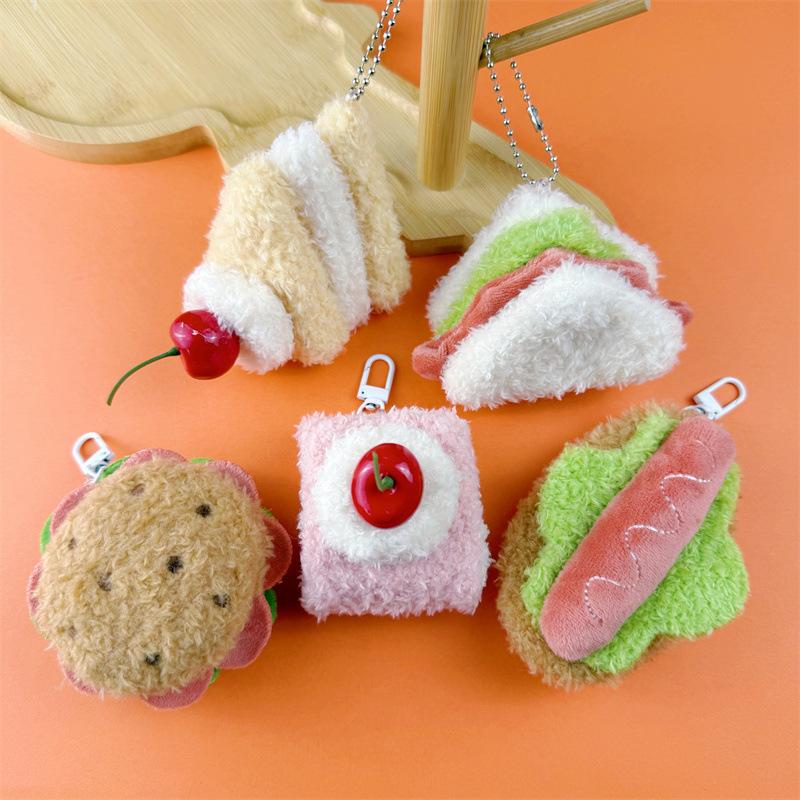 Мультяшный Плюшевый Гамбургер Торт Сэндвич Брелок Имитация Еды Брелок Подвеска на Сумку Креативное Украшение для Рюкзака Подарки
