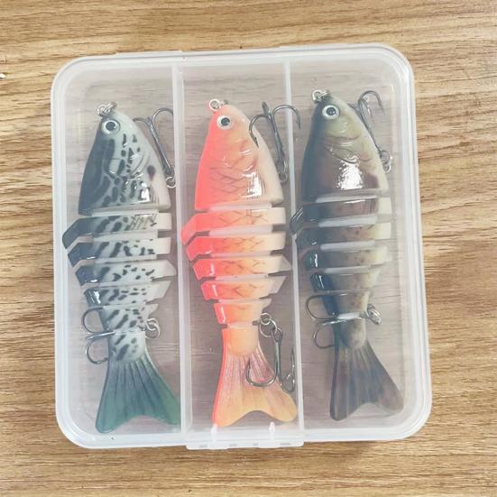 10CM/15.5G Multi-Jointed Fishing Lure with Hooks Realistic 7-Section Swimbait Bionic Hard Artificial Bait Freshwater Saltwater Fishing Accessories