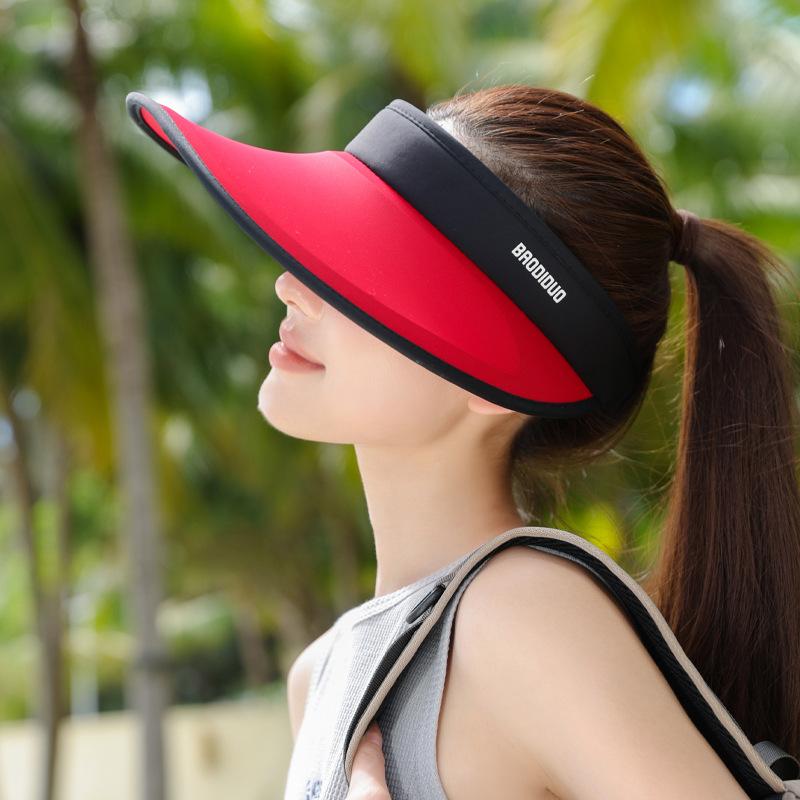 Summer Ice Silk Big Brim Sunscreen Hat Women's Outdoor Travel Visor Casual Sports Fashion Versatile Empty Top Hat