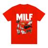 MILF Man I Love Felines Fun Meme T-shirt with Cat Lover Pattern Print Casual Short Comfortable Casual Pure Cotton T-shirt