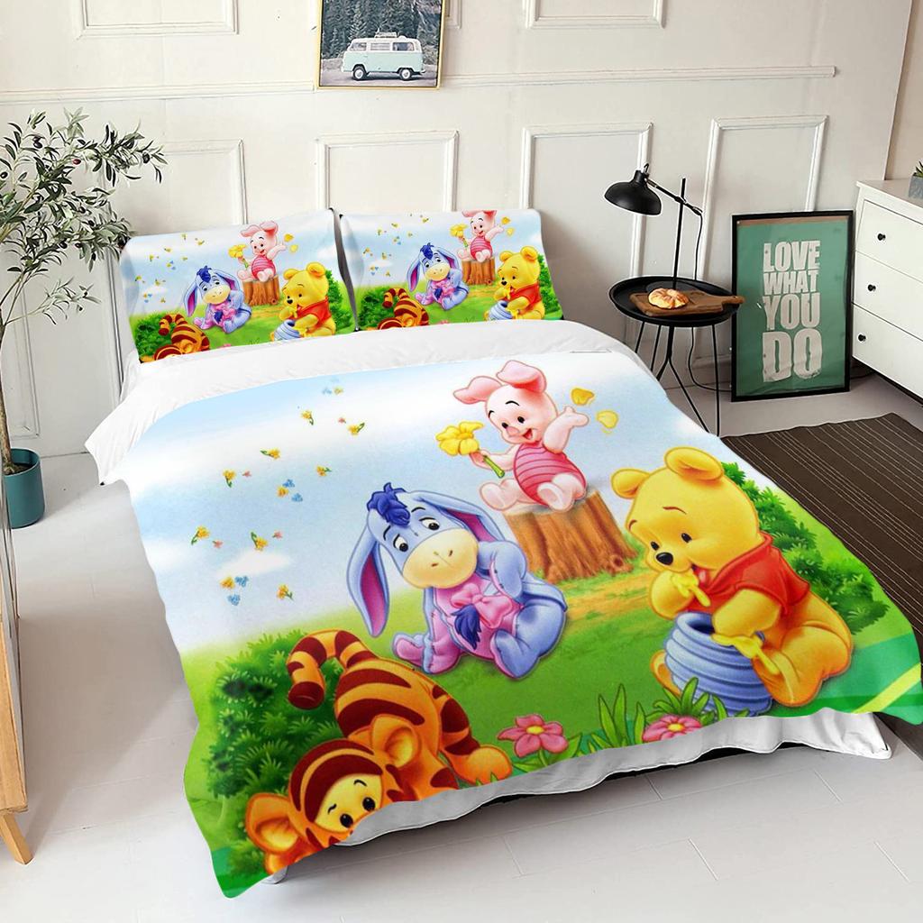 Comforter Winnie The Pooh Bear Bedding Set Queen With 3D Children'S Bedding Set Universal Suitable For Children