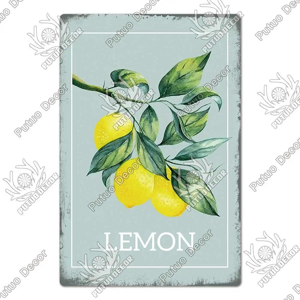 Putuo Decor Фрукты Винтажная Жестяная Табличка Металлическая Пластина Ретро Настенное Искусство Декор Гостиная Ферма Сад Кухня Железная Роспись