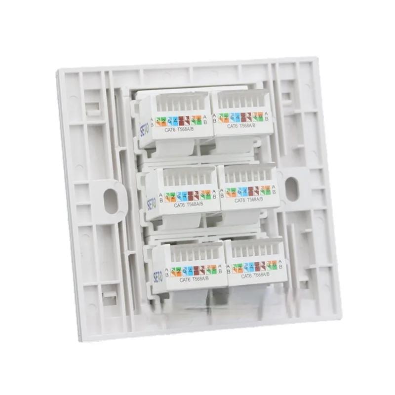 Depoguye Grey настенная розетка RJ45 стандарта ЕС, сетевой модуль CAT5, 6-портовый разъем для сетевого кабеля, выход сетевого интерфейса