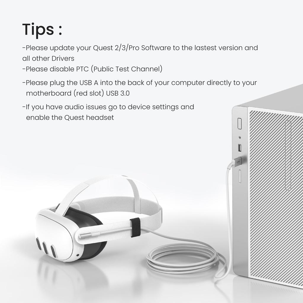 KIWI Design Link Cable 5M Compatible with Oculus Quest 5Gbps High Speed Data Transfer Compatible with Steam VR Accessories for MetaQuest Link Cable