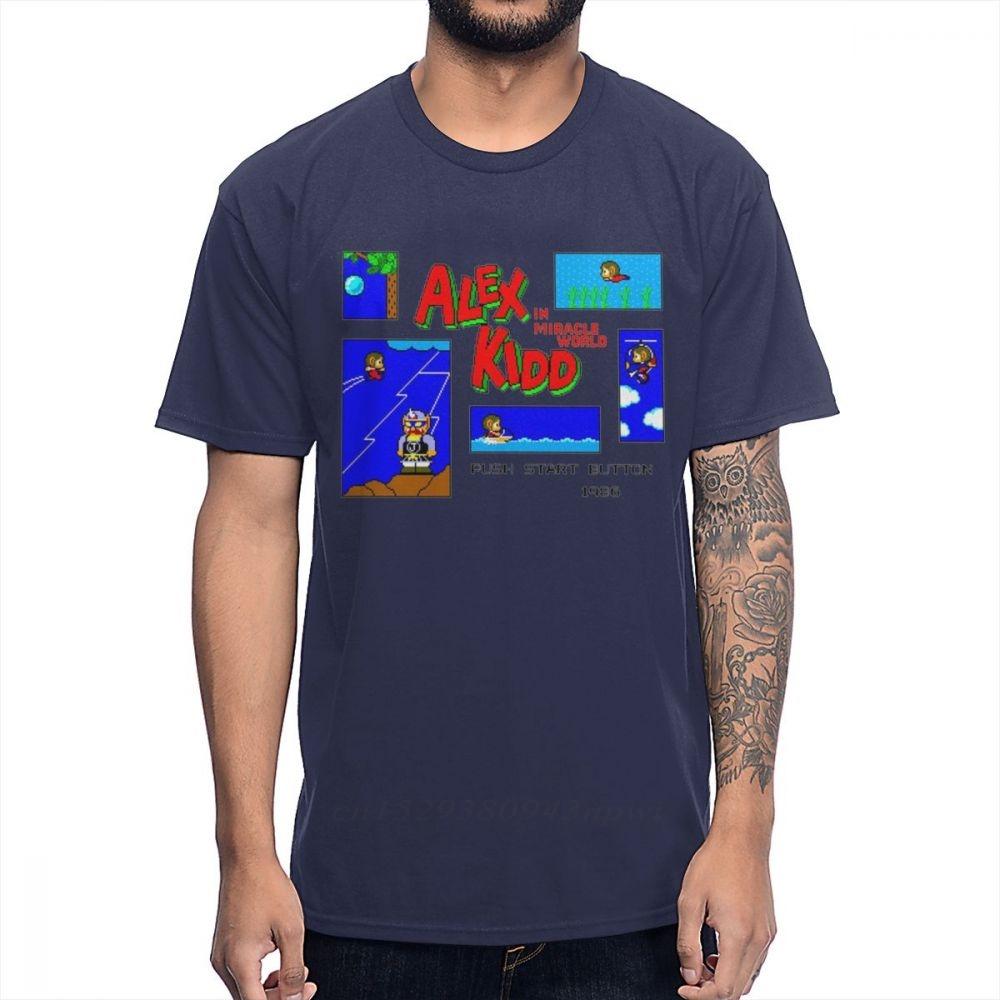 Ретро Большой Размер Alex Kidd In Miracle World Игра Пиксель 8 Бит Футболка Мультяшный Натуральный Хлопок la Camiseta