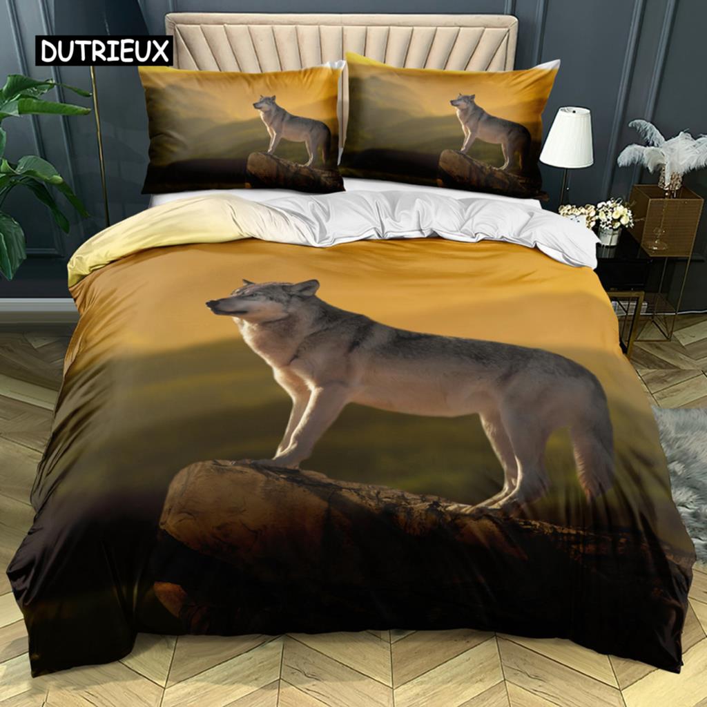 3D Wolf Bedding Collection Black White Dreamcatcher Tribal Nationality Style Duvet Cover For Teens Adults Women Men Bedroom Decoration
