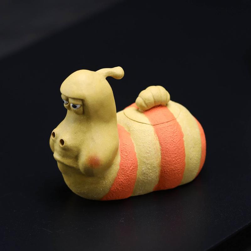 1 шт. Исинский фиолетовый глиняный чайник в форме смешного жука, ручной работы, для заваривания чая, набор для чайной церемонии Гунфу, ручной подарок для выращивания чайных питомцев