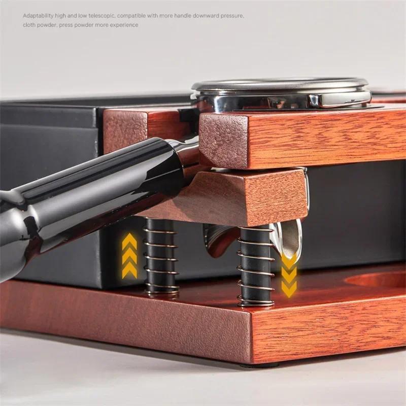 51/54/58mm Coffee Powder Holder with Knock Box Double-layer Wooden Distributor Universal Portafilter & Puck Screen Storage Base