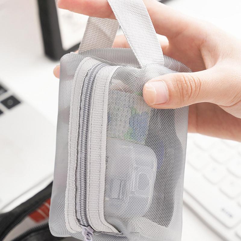 1PC Travel Mesh Cosmetic Bag Zipper Makeup Bag For Women Wash Toiletry Bag Makeup Organizer Portable Storage Pouch