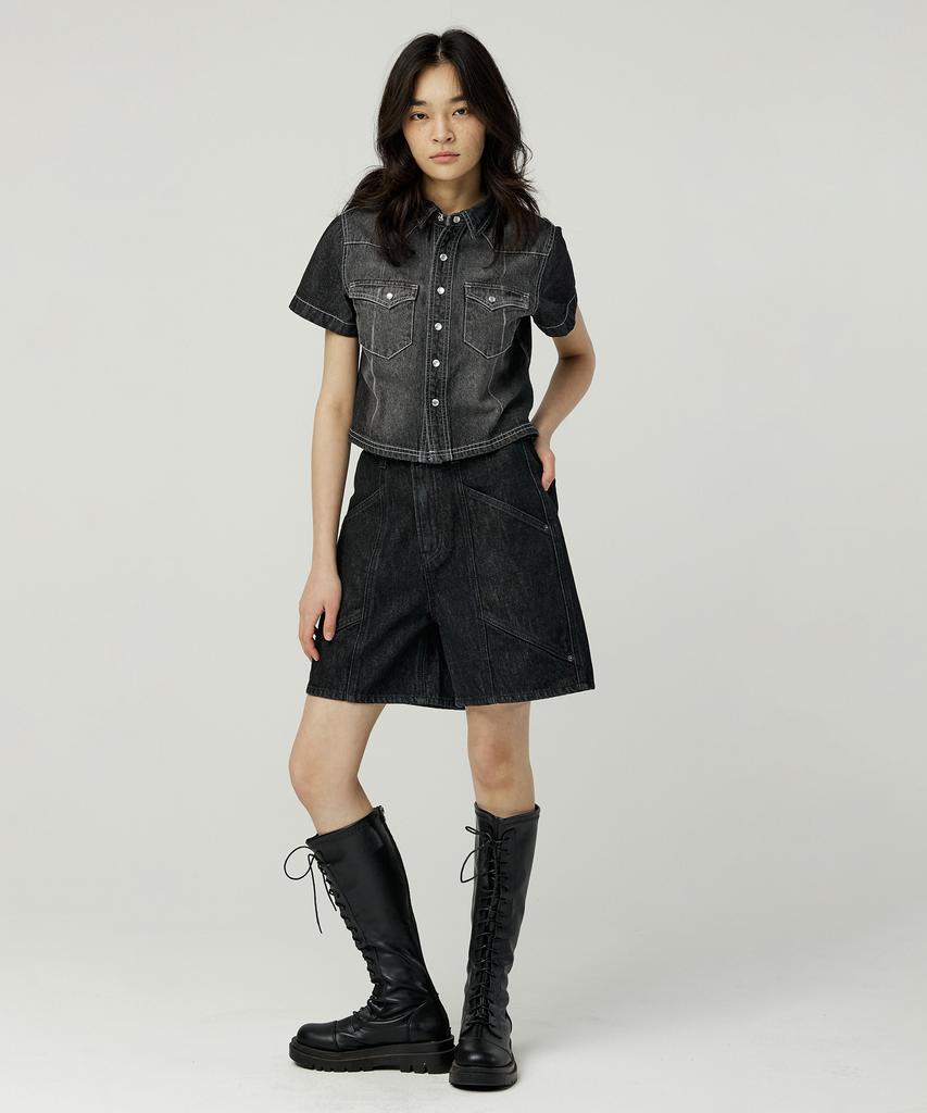 MAGOODGAN Flower 7958 Fatigue Variant Black Bermuda Shorts