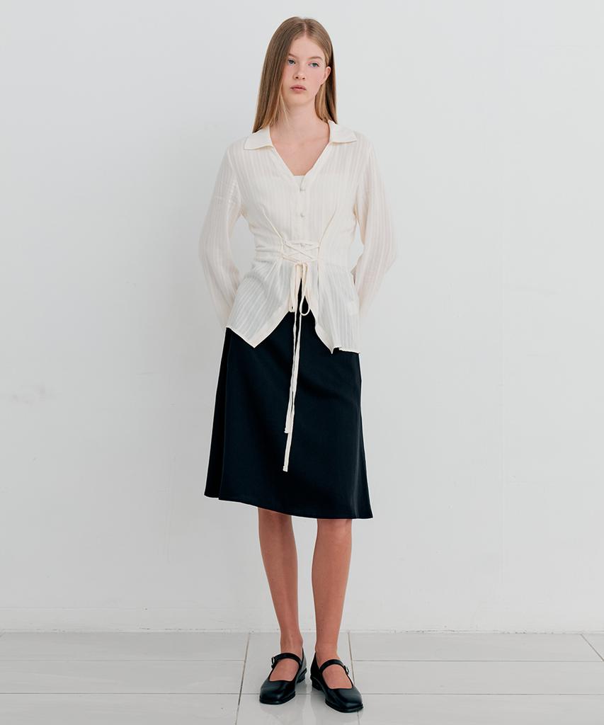 Itove Seoul Tencel Flare Midi Skirt Bk