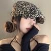 Американский Ретро Леопардовый Принт Продвинутые Шляпы Женская Сексуальная Художественная Шляпа Художника Лицо Маленькое Модная Все-Сочетаемая Нишевый Стиль Берет