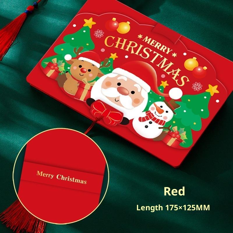 Новая рождественская складная открытка, мультяшный Санта-Клаус, персонализированная креативная трехслойная пустая открытка, открытка с благословением