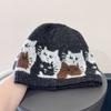 Warm Jacquard Pattern Beanies Fair Isle Style Printing Knit Cap Jacquard Cat Knitted Hat  Girls