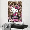 Hello Kitty Дикая Мода Гобелен Розовый Зебра Цветочный Полиэстер Настенное Полотно Спальня Гостиная Декор Для Вечеринки Настенное Искусство Плоская Печать