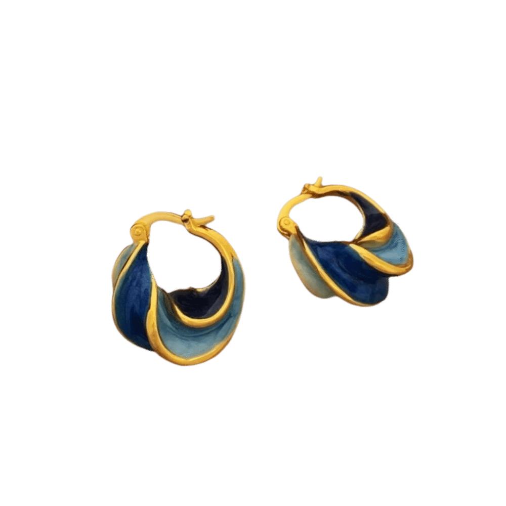 Round Shape Enamel Glaze Earrings Gold Plated Statement Ear Buckle Spiral Hoop Earrings Vacation