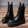 Классические черные ботинки на платформе, женские повседневные кожаные ботинки высокого качества, женские модные высокие зимние ботинки на молнии для женщин botas mujer