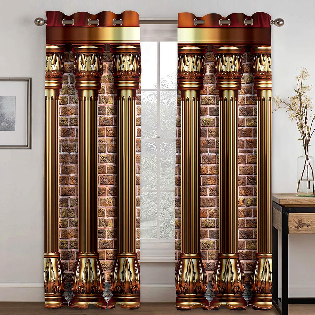 2 Pieces Egypt Luxury Muslim Ramadan Festival Roman Semi Blackout Drapes Window Cortinas De Salon Bedroom Decor Free Shipping