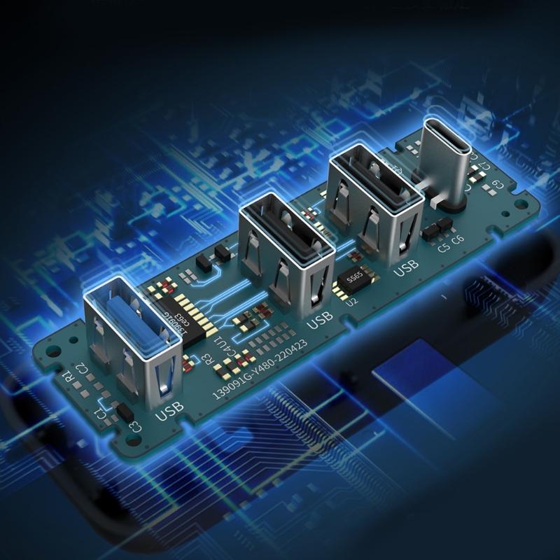 Многопортовый USB-хаб для перчаточного ящика автомобиля Model 3/Y, включая 3 порта USB и 1 порт Type C, обеспечивающий одновременное подключение