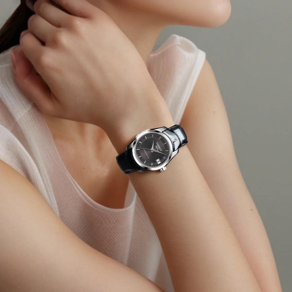 Tissot Автоматические механические женские часы Kutu Collection 32 мм Черный циферблат Корпус из нержавеющей стали T035.207.16.061.00