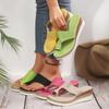 Summer New Oversized Round Toe Retro Solid Color Women's Cool Slippers with Hollowed Out Car Seams, Slope and Grass Woven Thick Soled Sandals