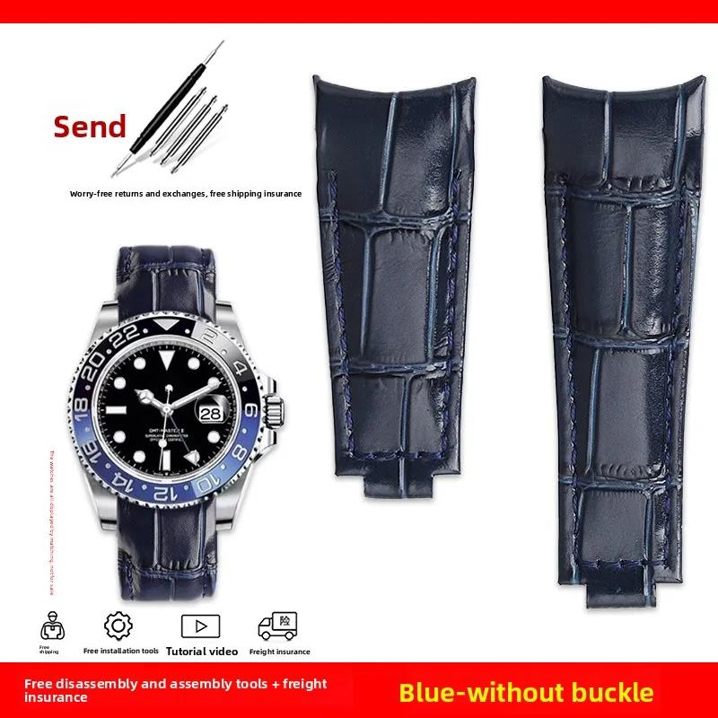 Изогнутый ремешок для часов 20 мм Original Style Для Rolex Water Ghost Натуральная кожаный ремешок GMT Submariner Daytona мужской браслет