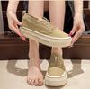 Модные туфли на толстой подошве, ретро-холщовые эспадрильи для женщин 2024 года, новые корейские дышащие повседневные мокасины, студенческие удобные кроссовки для отдыха на открытом воздухе