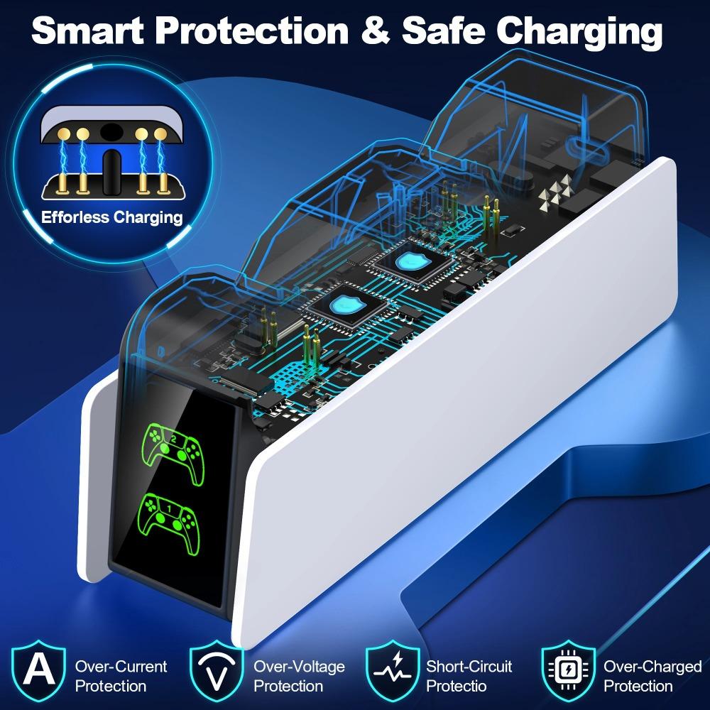with LED Light Controller Charge Station Fast Charging Charger Dock for PS5 Game Accessories