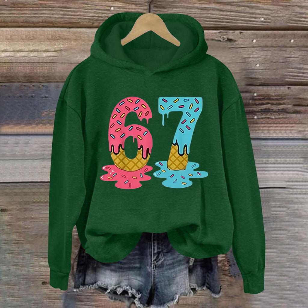 Women's Fashionable Casual Long-Sleeved Printed Hooded Sweatshirt