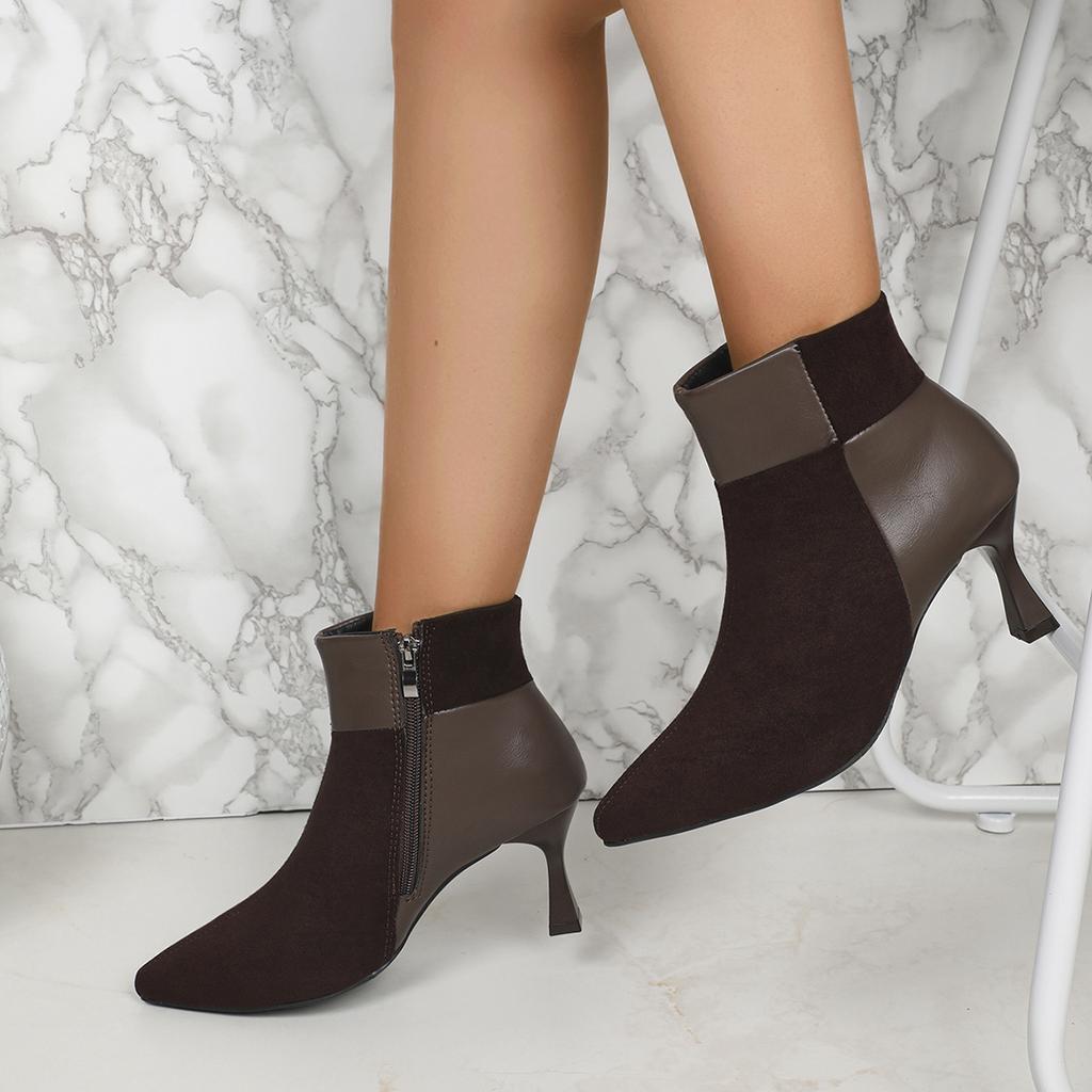 Женские сапоги 2024 года, новинка, горячая распродажа, женские сапоги с боковой молнией, осенние, с острым носком, однотонные, сексуальные, короткие, на тонком каблуке для женщин