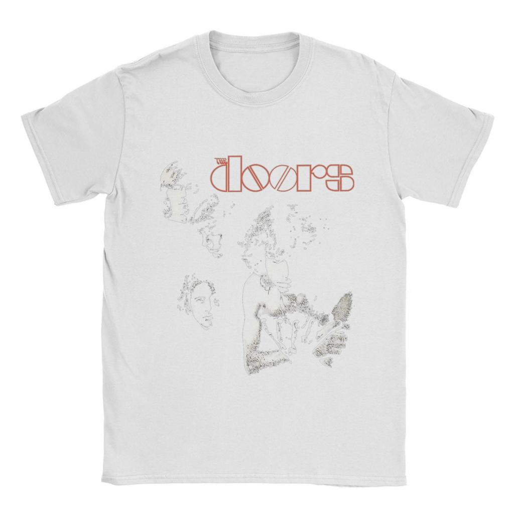 The Doors Мужская футболка Винтажная Музыка Забавная футболка Футболка с коротким рукавом и круглым вырезом Чистый хлопок 6XL Топы