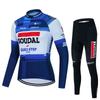 Mens Quick Step Long Sleeve Cycling Jersey Set Mountain Road Bikes Breathable Quick-Dry Performance Wear