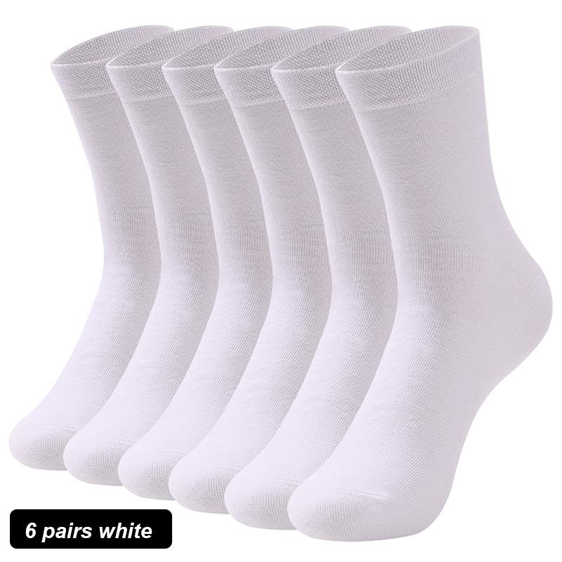 6Pairs Men Socks Cotton Breathable Black White Business Spring Summer for Male Sock Plus Size EU40-47
