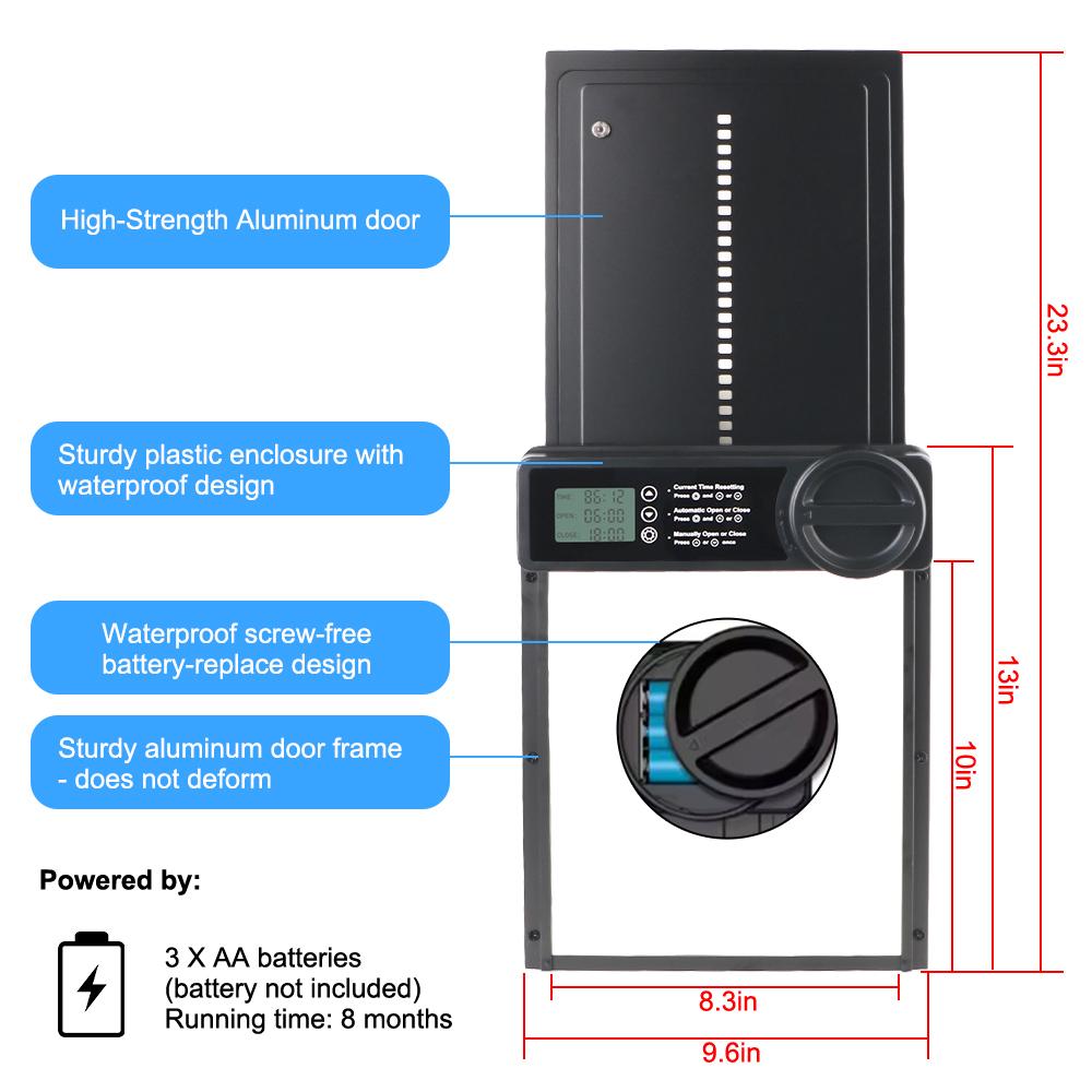 Pet Supplies Automatic Gate Chicken Coop Door Small Retractable Door Safety Gate Anti-Pinch Function Controlled Open Digital Kit