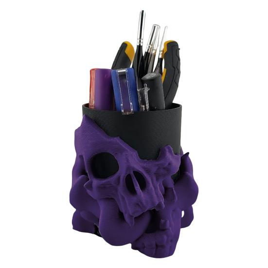 Подставка для ручек в виде черепа, держатель для кистей для макияжа, держатель для хранения в ванной, органайзер для стола в виде скелета для ключей, косметических инструментов, украшения на Хэллоуин