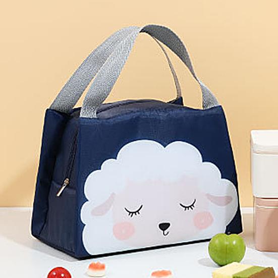 Lunch Bag High Capacity Waterproof Insulated Cartoon Pattern Smooth Zipper Keeping Warm Cold Fine Sewing Leakproof Thermal Bento Tote for Picnic