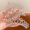 Детская тиара с жемчугом, повязка на голову с цветком, заколки для волос с кристаллами, элегантная корона со стразами, расческа для волос на каждый день