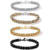 6mm Bracelet for Men Women Gold Black Silver Color Stainless Steel Flat Byzantine Link Chain Bracelet Jewelry Gifts LKBB1