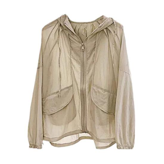 Женская солнцезащитная одежда, летнее пальто с капюшоном и длинными рукавами, с карманами, солнцезащитная одежда