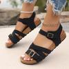 Fashion Fashion Buckle Strap Flat Sandals for Women Summer 2025 Casual Outdoor Beach Shoes Woman Lightweight Non Slip Black Cork Sandals