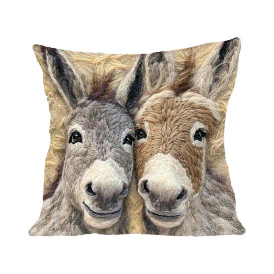 Laughing Donkeys Throw Pillow Cute Donkey Square Cushion with Removable Cover Farmhouse Decorative Cushion for Home Couch Sofa Bed Patio Car Decor